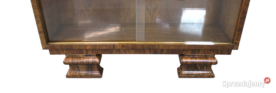 Witryna stojąca art deco w orzechu renowacji kujawsko-pomorskie