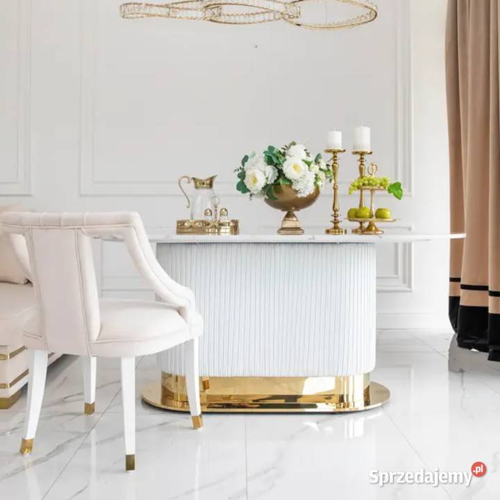 Stół ROYAL Glamour Złoty Biały Designerski Stoły sprzedam