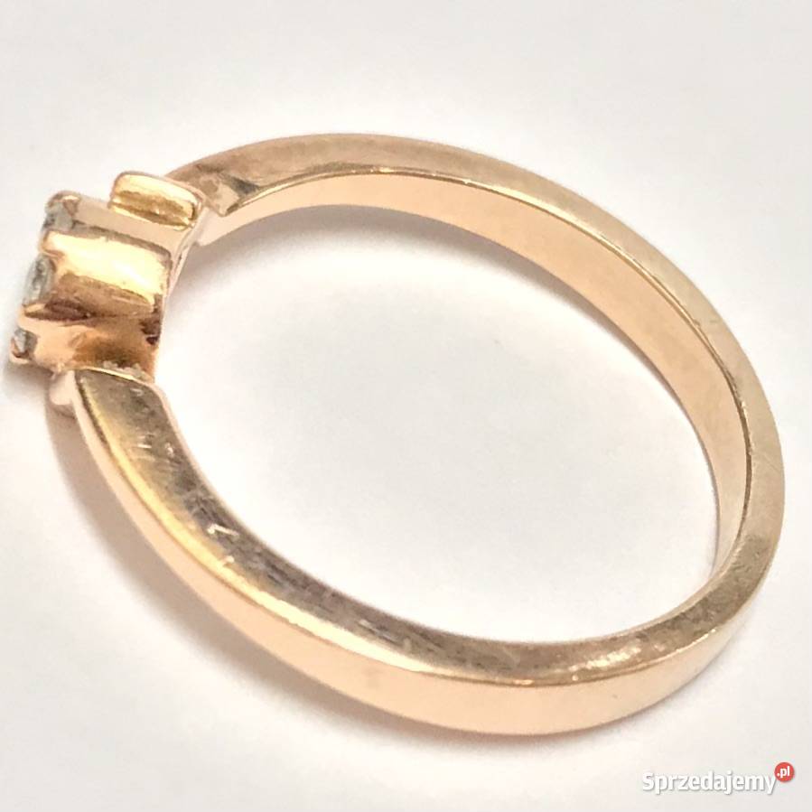 Złoty pierścionek 14K różowe złoto 585 diamenty