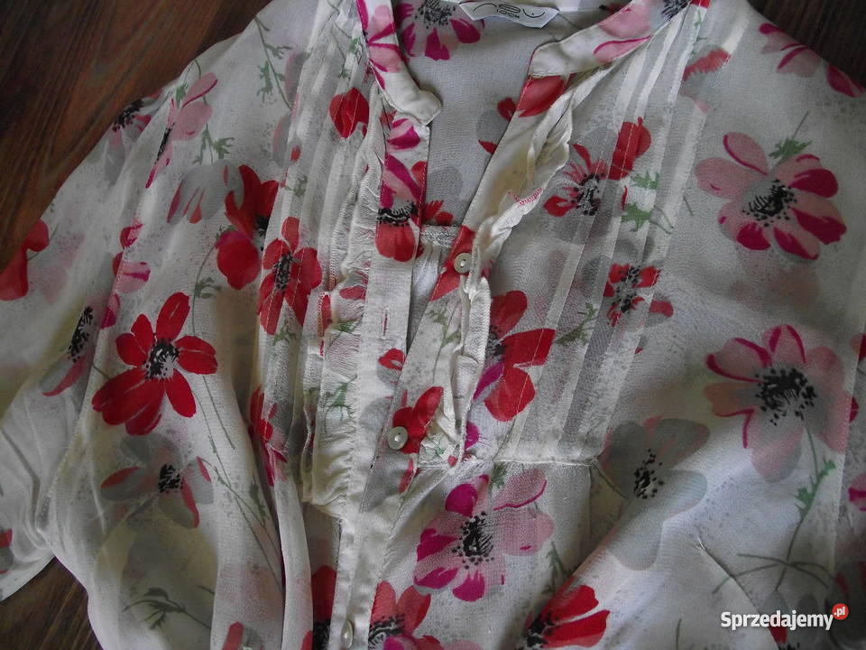 LOOK BLUZECZKA Z ŻORŻETY W CZERWONE MAKI r 40 Rozmiar 40(L) Piła