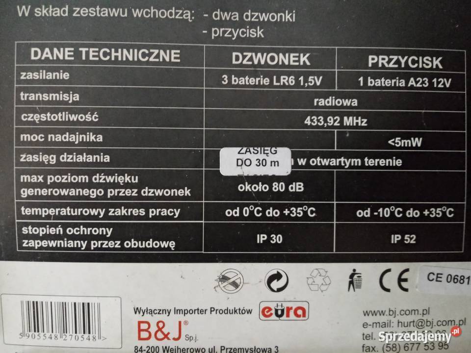 Dzwonek bezprzewodowy podwójny 689881BB Olkusz