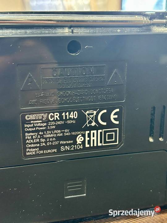 Radio sieciowobateryjne AM FM Camry CR 1140 Pozostałe Elbląg