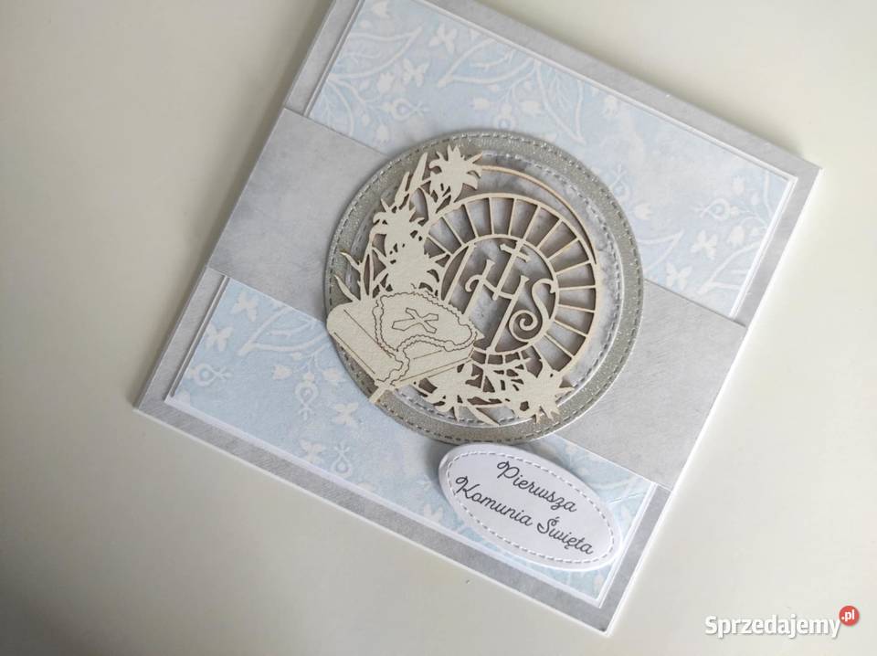 Kartka ręcznie robiona na Komunię Świętą Łódź