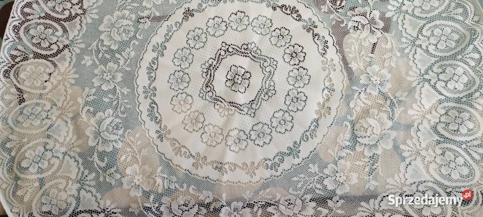 Obrus biały materiał firanka koło średnica 90 Bolesławiec