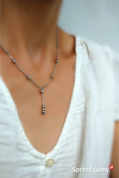Delikatny srebrny naszyjnik kuleczki srebro pr Lublin