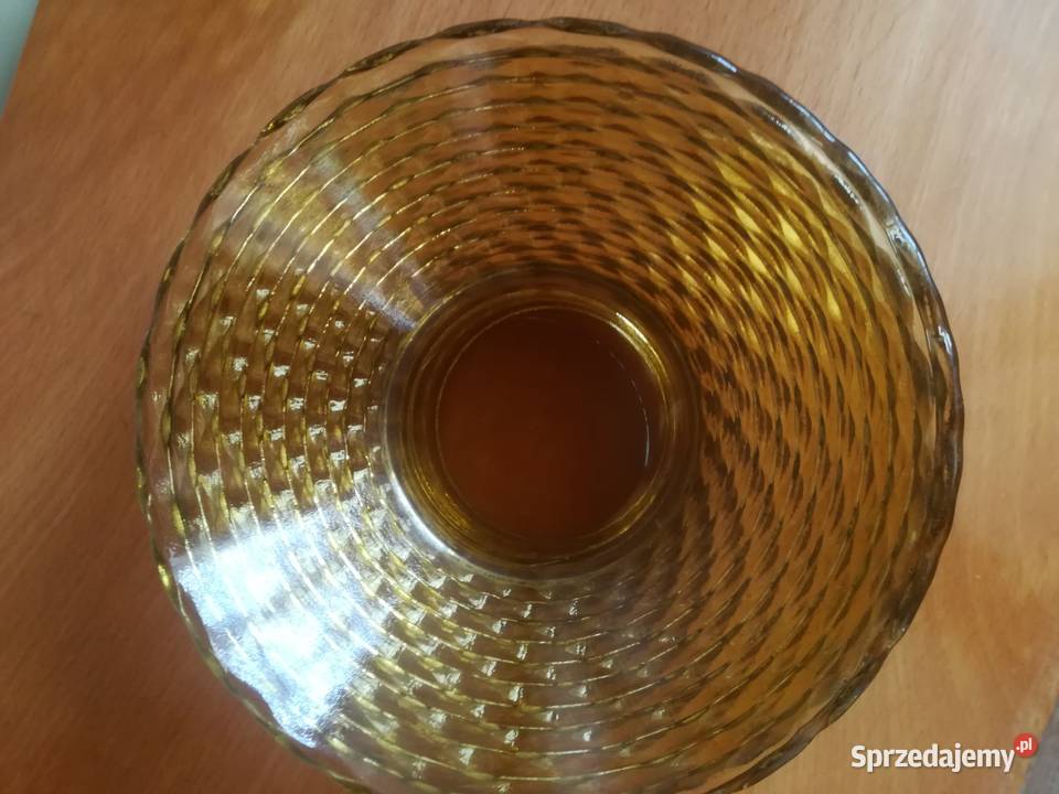 4 sztuki misa salaterka z miodowego szkła huta Porcelana i szkło Kąty Wrocławskie