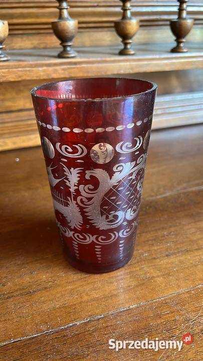 Rubinowy kielich Ręcznie szlifowany Bohemia Z Gdańsk