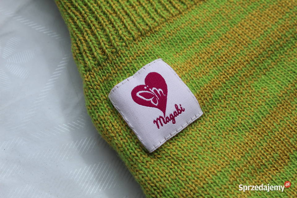 Gatki Wełniane Melanż Magabi M Zielony Żółty