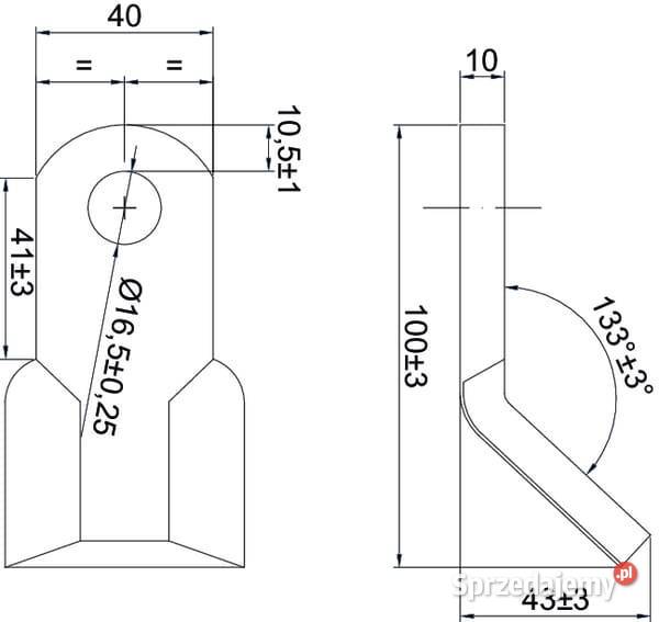 Nóż bijaka 40x10x105 mm D17 483685