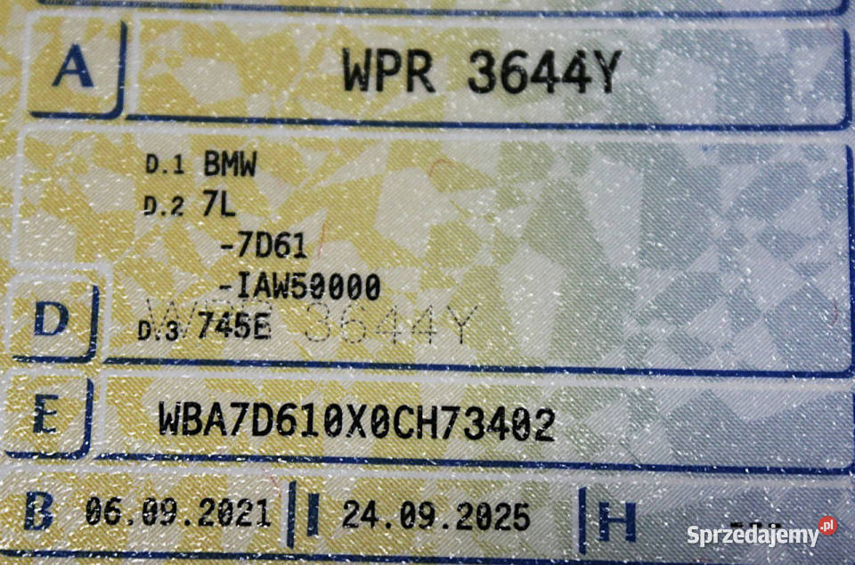 BMW 745 FV23 394 SalonPL Skóra Navi Kamera HUD BMW Sokołów