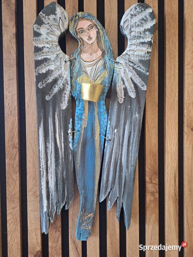 Rękodzieło płaskorzeźba Anioł Bieszczadzki z Strzyżów