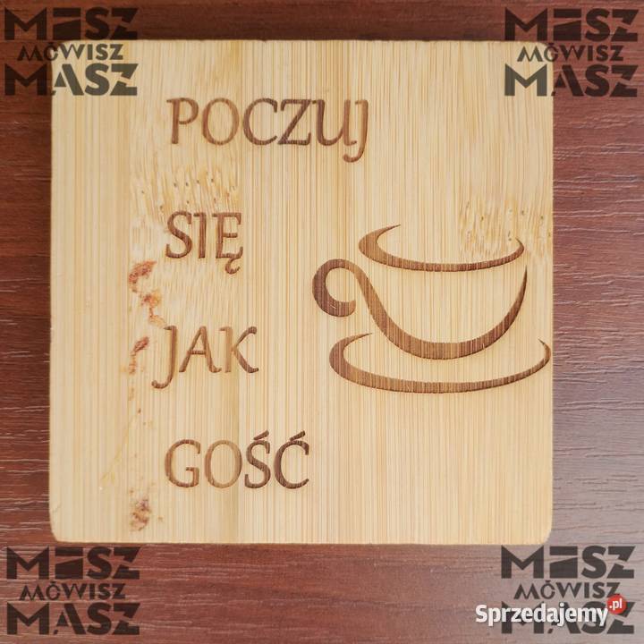 Podkładki pod kubekszklankę 9x9 bambus grawer Racot