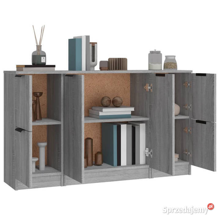 Szafki 3 szary dąb sonoma materiał Warszawa