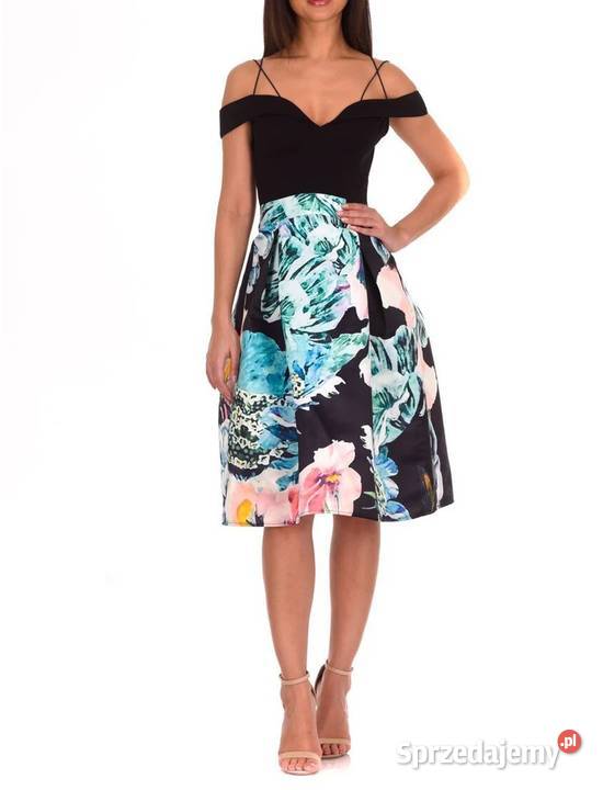 sukienka Black Floral Printed Skater Dress AX Zamość