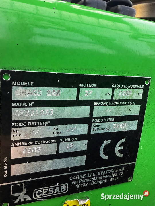 wózek widłowy CESAB BT Drago 200 LPG Triplex 45m Działoszyn