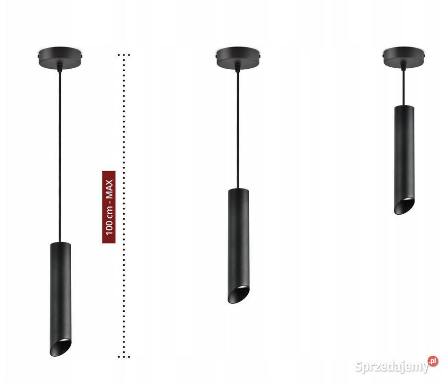 LAMPA WISZĄCA Tuba Led NOWOCZESNA BLACK Czarna