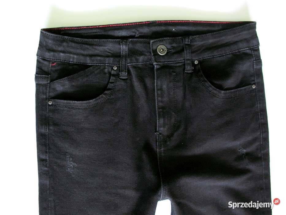 Spodnie damskie jeans czarne 34 36 biodra 8696