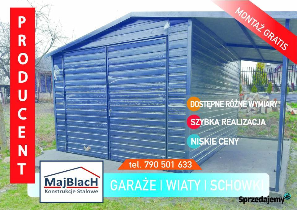 Garaż Blaszany GRAFITOWY zadaszenie TANIE Garaże sprzedam