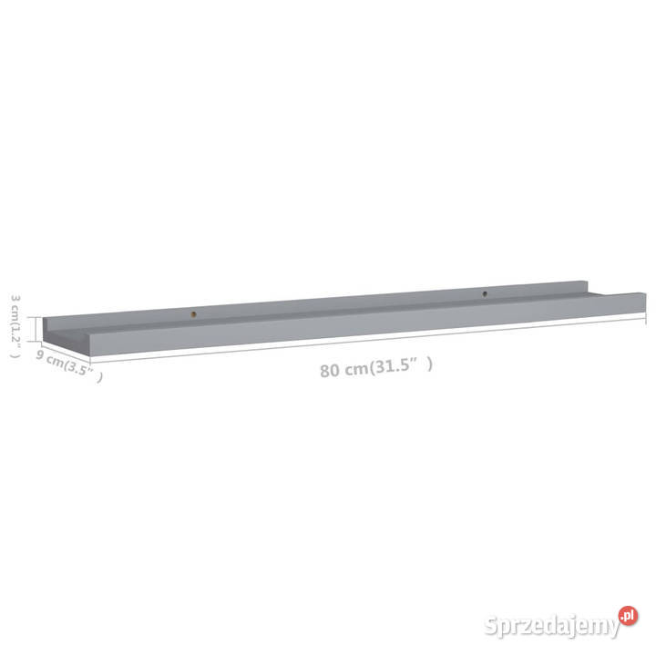 Półki ścienne na zdjęcia 2 szare 80x9x3 MDF Warszawa