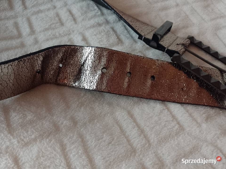 RIVER ISLAND Leather skórzany pasek metaliczny z Długość 115 Kraków sprzedam