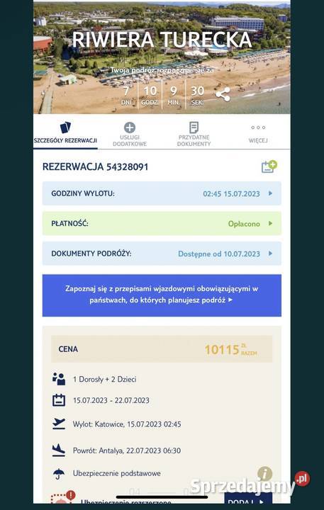 Wakacje Last Minutę riviera turecka Gliwice sprzedam