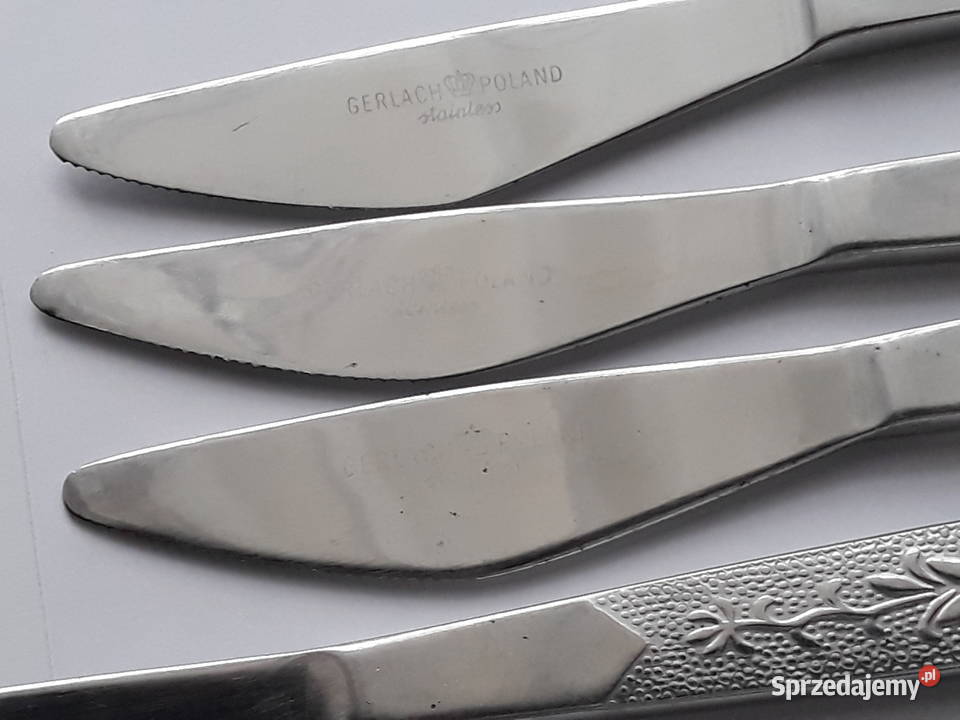 Noże obiadowe 1 ROŚLINNY Gerlach sztućce PRL śląskie Dąbrowa Górnicza