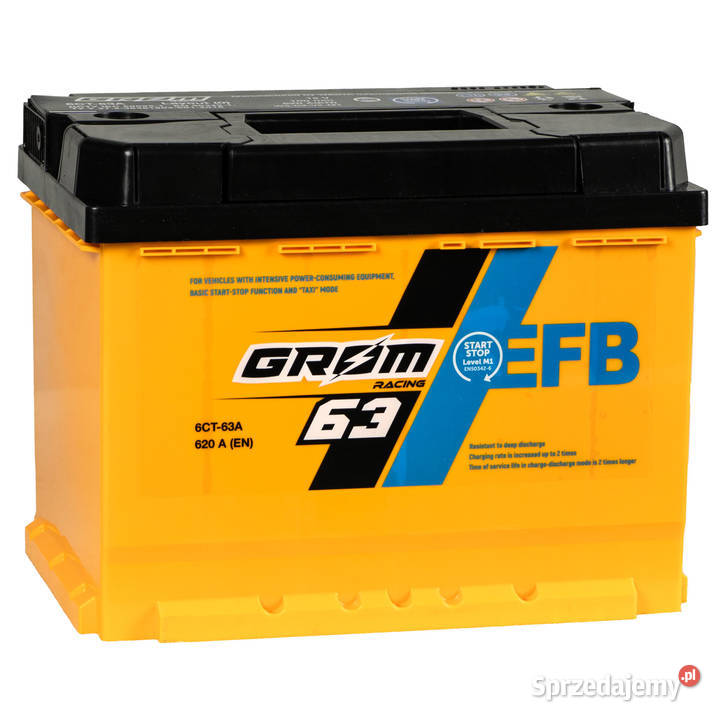 NOWY Akumulator Grom Racing EFB 63Ah 620A niski osobowe Konin sprzedam