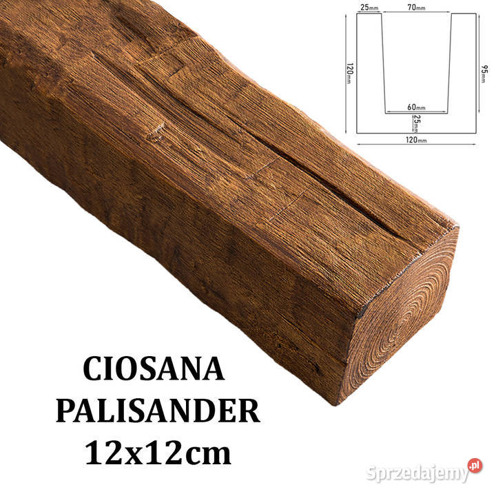Belka Rustykalna Ciosana 12x12 Palisander Gdów