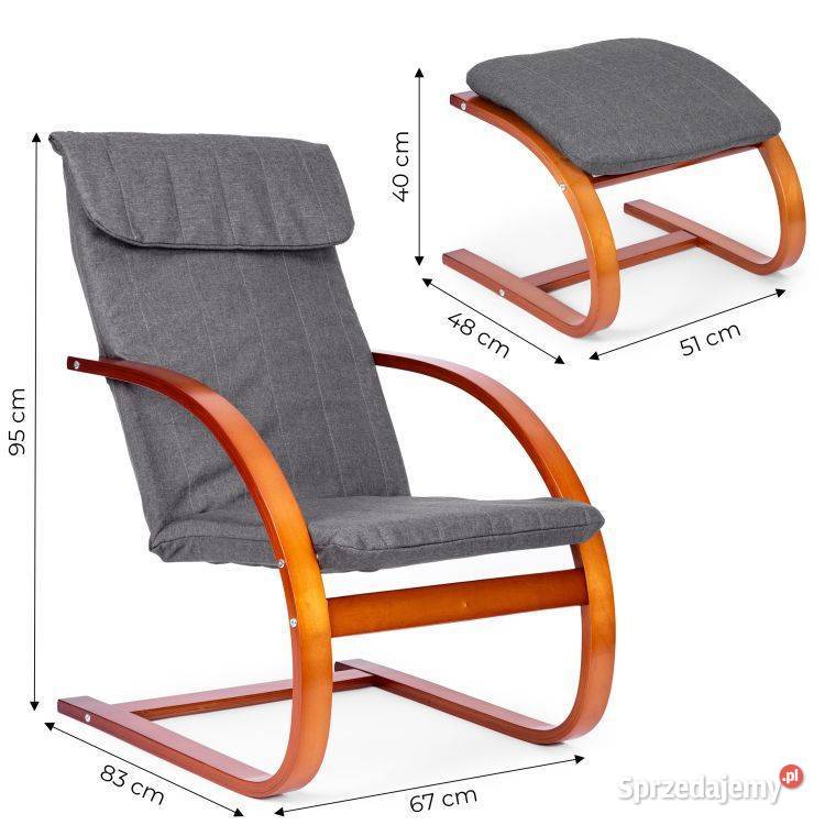 Fotel fiński bujany z podnóżkiem leżanka do