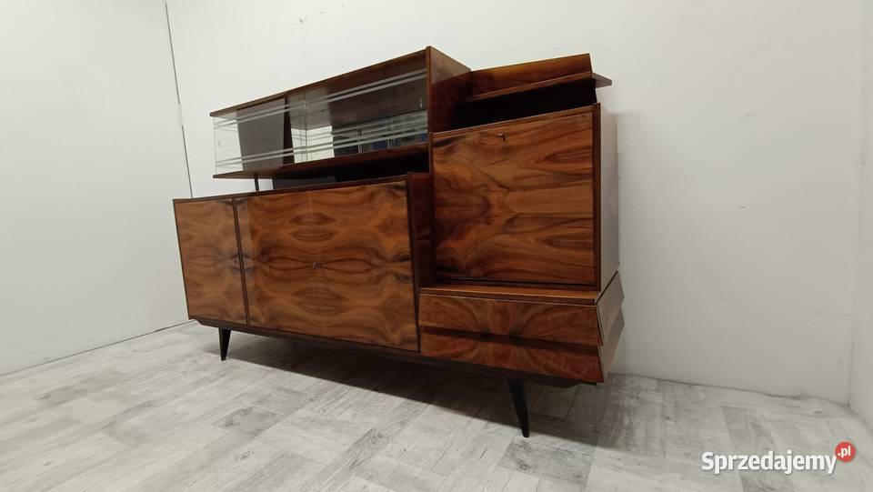 mid Century modern komoda z witryną design lata Radomsko