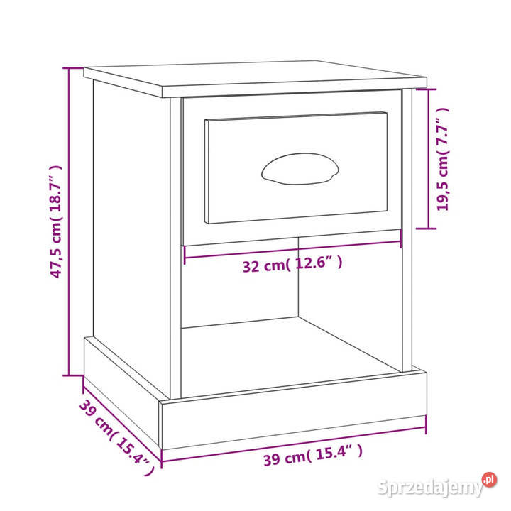 Szafka nocna czarna 39x39x475 materiał mazowieckie Warszawa