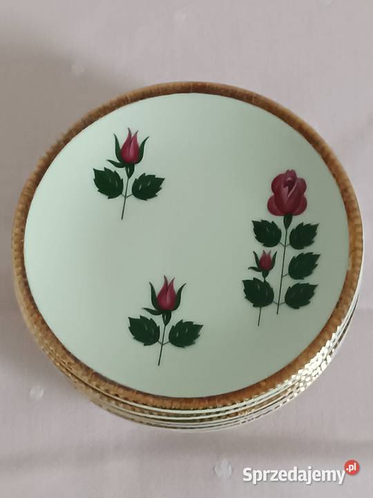 Małe talerzyki z różą porcelana Winterling Gorlice
