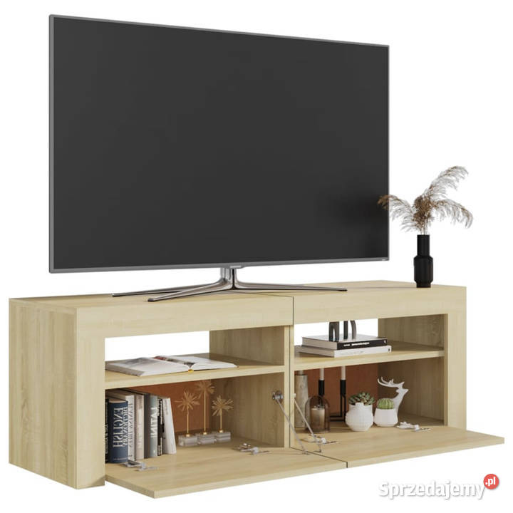 Szafka pod TV z oświetleniem LED dąb sonoma RTV Warszawa