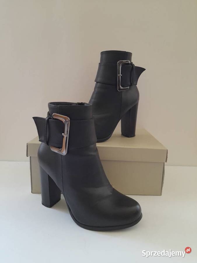 Czarne botki na słupku 36 Bogatynia sprzedam
