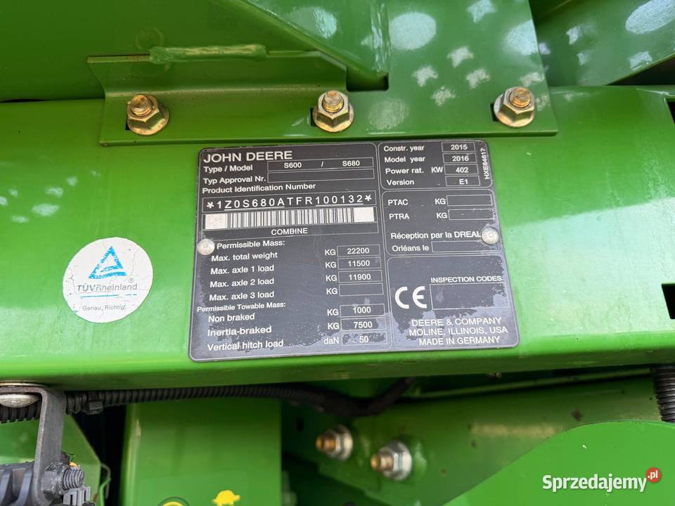 Kombajn zbożowy John Deere S680i Nowa Ruda