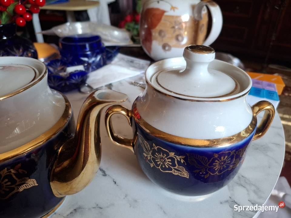 Dzbnek I cukiernica porcelana Kobalt biel i Dzbanki, karafki i mleczniki Warszawa