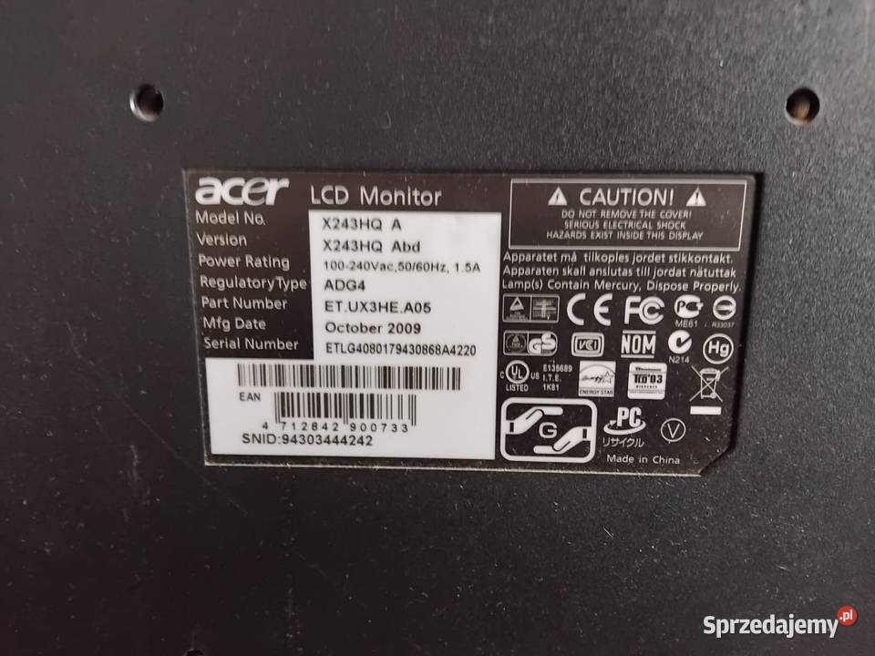 Monitor LCD Acer X243HQ Kutno