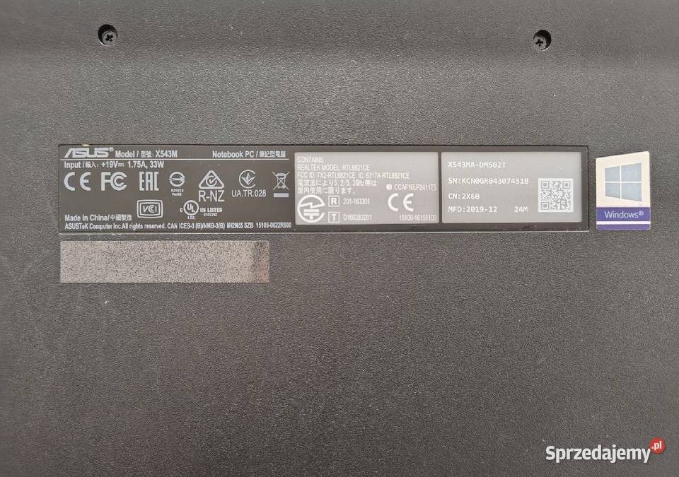 Laptop Asus X543MADM502T Sprawny Ładowarka w kujawsko-pomorskie Nieszawa