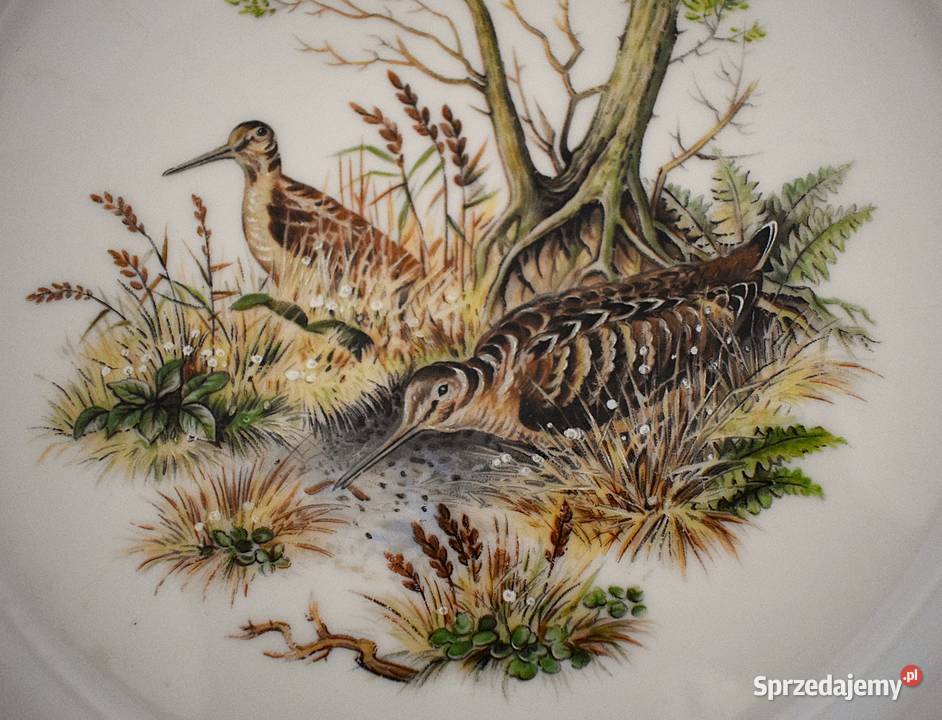 Talerz ozdobny ptactwo leśne Słonki porcelana Chełmno