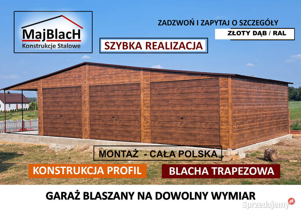 Garaż DREWNOPODOBNY Złoty Dąb Producent Montaż  Mrągowo