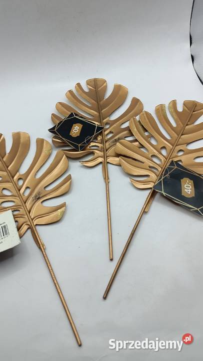 Trzy dekoracyjne metalowe liście monstera Kompozycje kwiatowe Zamość