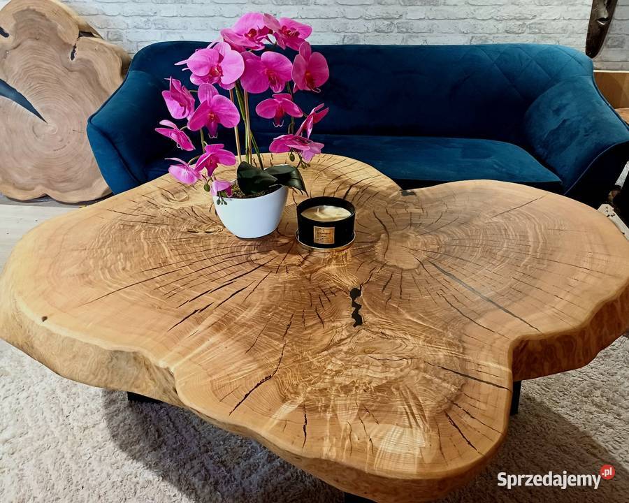 Stolik kawowy 140x120 PIĘKNY OKAZ LIVE EDGE Stoliki kawowe i ławy Śrem