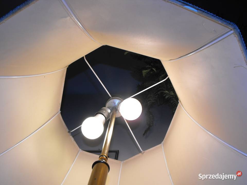 Mosiężna lampa podłogowa z abażurem 3 Skierniewice