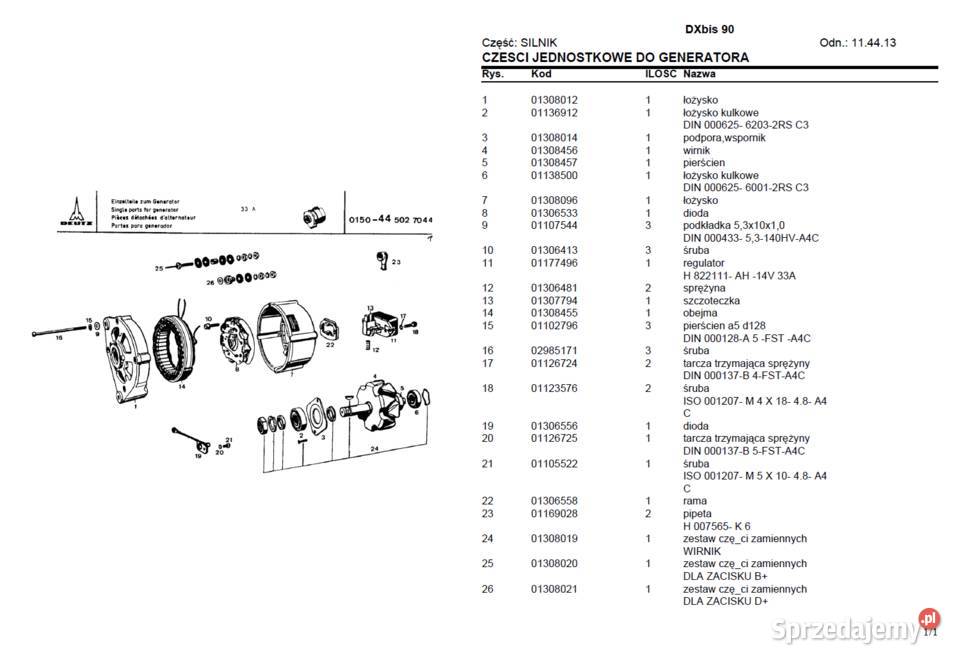 DEUTZ FAHR DX 90 katalog części Polsku Rok wydania 1980