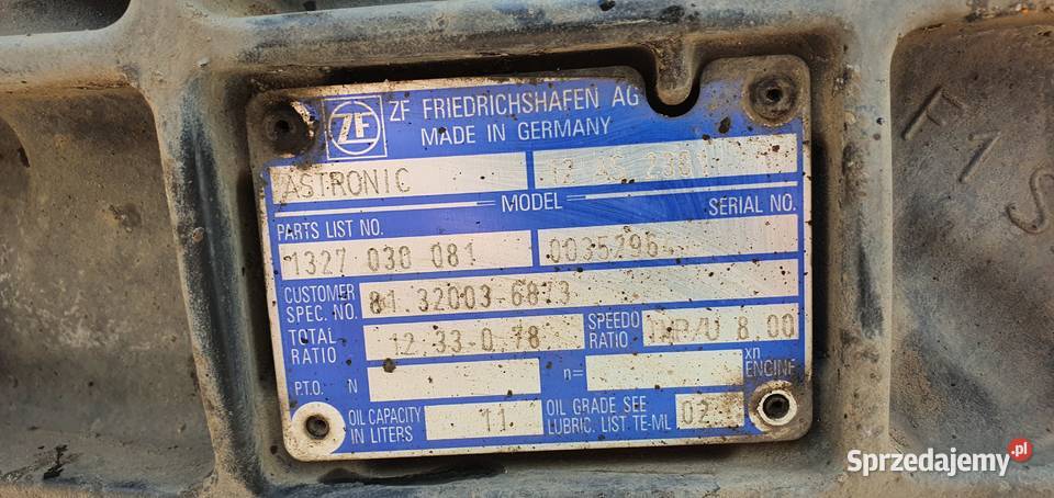 SKRZYNIA BIEGÓW 12 AS 2301 MAN DAF lubuskie Bieleń