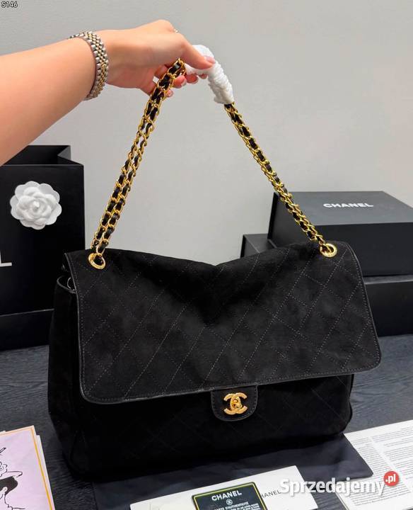 Torebka Chanel maxi Flap skóra zamsz różne Warszawa