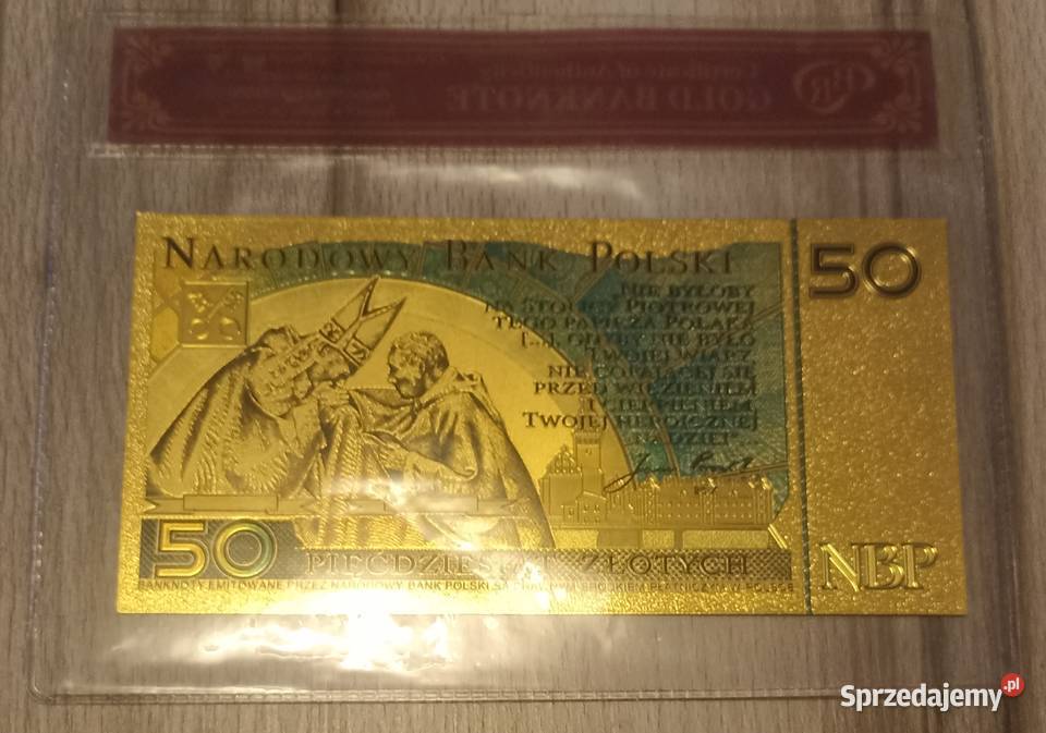 NOWY Złoty Banknot 50 Papież Jan Paweł II Etui