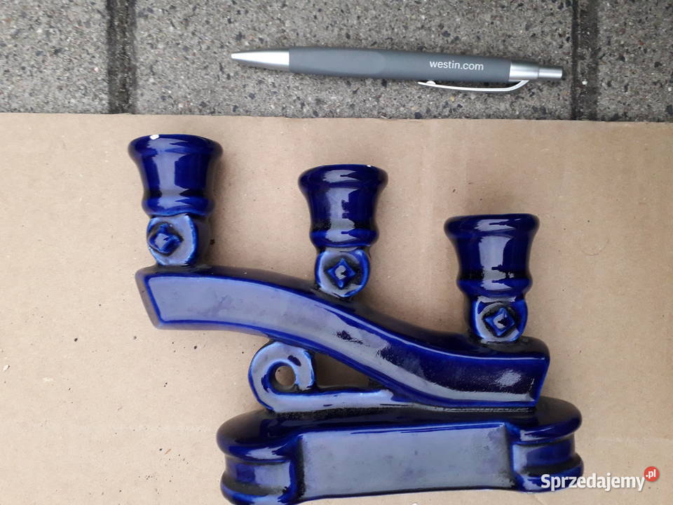 Ceramiczne świeczniki kobaltowe Dekoracje i ozdoby Warszawa sprzedam