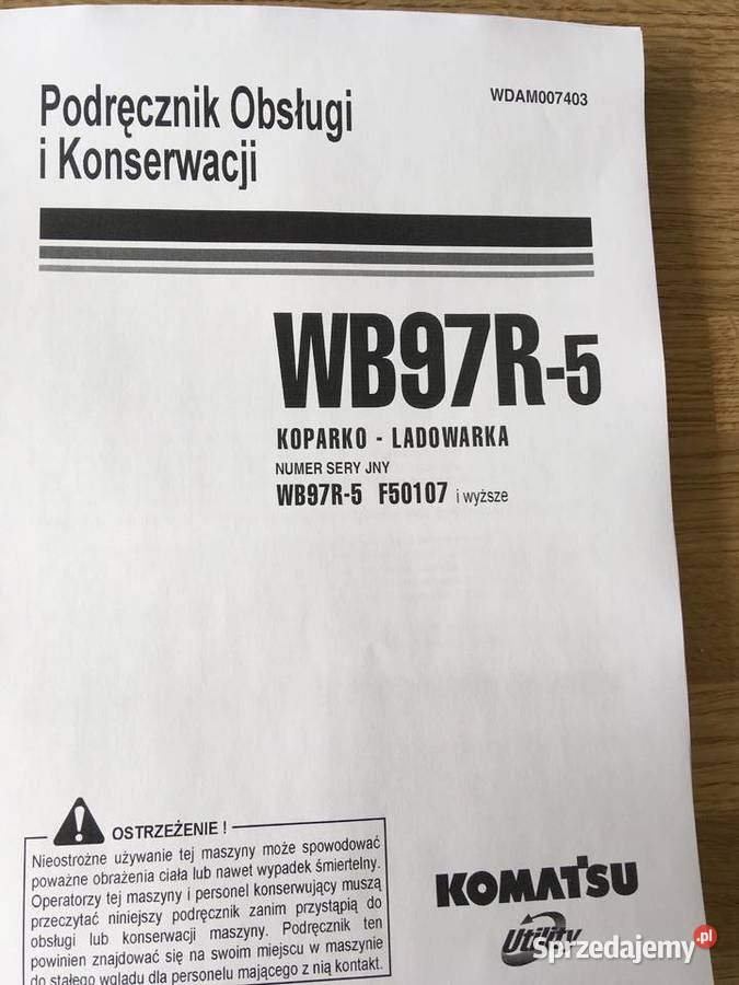 dtr instrukcja obsługi komatsu WB 97R5 i inne Szczecin