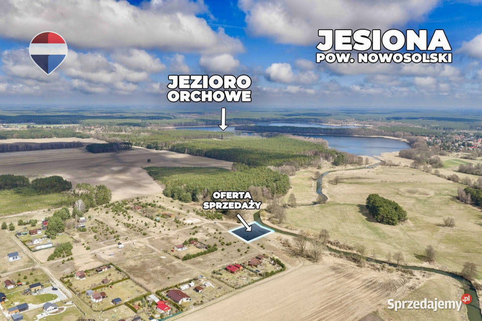 Działka z linią brzegową i zabudową rekreacyjną Jesiona